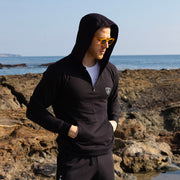 American Cotton Fleece Quarter Zip Hooded Sweatshirt