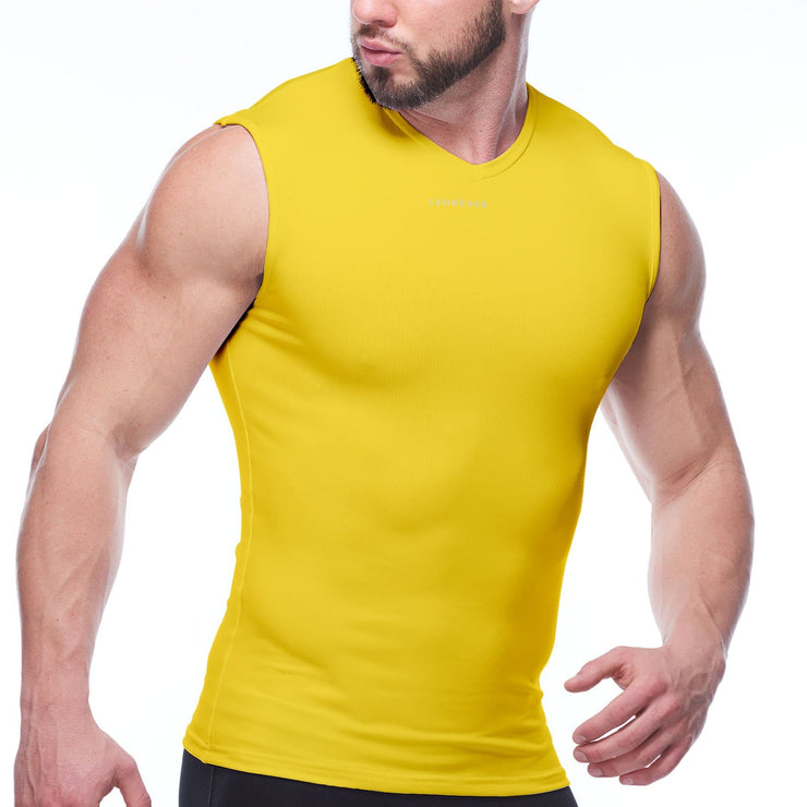 LEORÊVER Mens Performance Sleeveless Compression Shirt Fir Green / Large