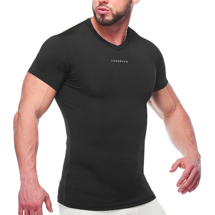 LEORÊVER Mens Performance Short Sleeve Compression Shirt Fir Green / XX-Large